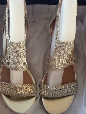 Women’s Gold Braided Platform Sandals